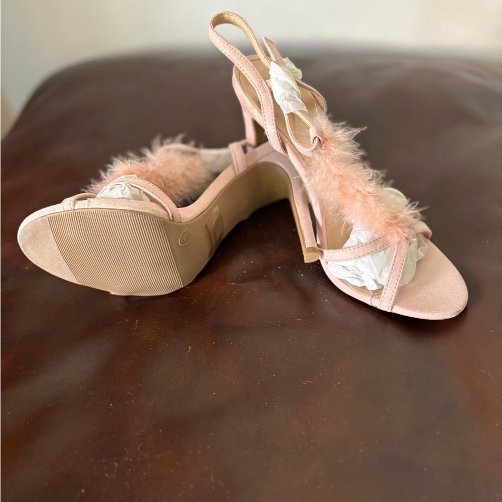 Elegant Pink Feathered Women's Heels